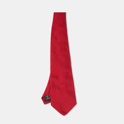 Pre-owned Versace Red Medusa Diagonal Striped Silk Tie