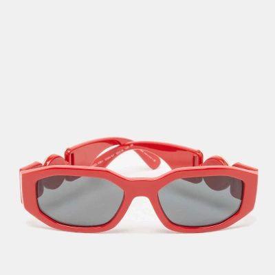 Pre-owned Versace Red Mod 4361 Medussa Rectangular Sunglasses