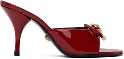 VERSACE RED OPERA BOW PATENT 85 MM HEELED SANDALS