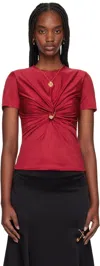 Versace Red Safety Pin Gathered Top In Red
