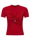 Versace Safety Pin Gathered Short-sleeved Top In Red