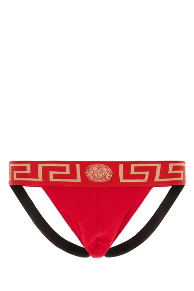 VERSACE VERSACE RED STRETCH COTTON BRIEF