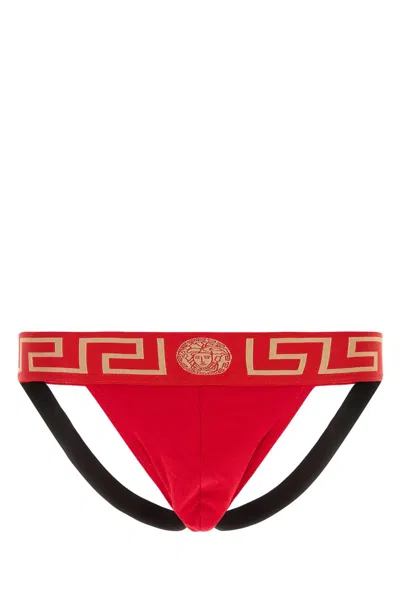 VERSACE VERSACE RED STRETCH COTTON BRIEF