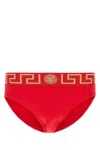 Versace Men Red Stretch Nylon Swimming Brief In Redgold