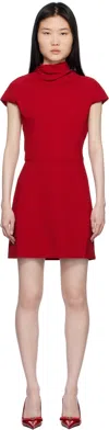 Versace Red Viscose Mix Cady Minidress In 1rb30 Lipstick Red