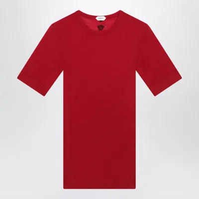 Versace Red Wool T-shirt With Embroidered Logo