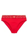 Versace Red Greca Border Briefs In Red/gold