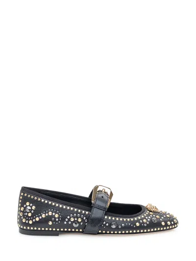 Versace Refined Ballerina Flats With Edgy Embellishments In Multi