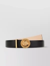 VERSACE REFINED SMOOTH LEATHER BELT WITH GOLD-TONE BUCKLE