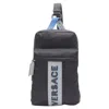 Versace Reflective Logo Nylon Greca Sports Strap Sling Crossbody Bag In Black