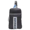 Versace Reflective Logo Nylon Greca Sports Strap Sling Crossbody Bag In Black
