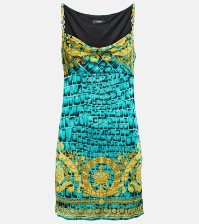 Versace Green Baroccodile Medusa '95 Minidress
