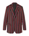 Versace Regimental Stripes-print Single-breasted Blazer In Black