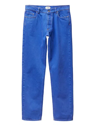 Versace Regular Waist Colored Denim Jeans In Blue