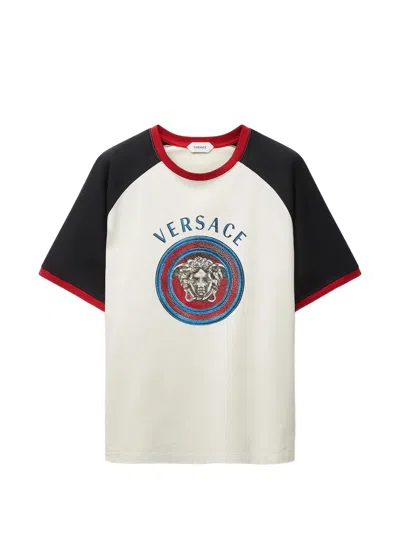 Versace Regular-fit Cotton Jersey T-shirt With Print In White