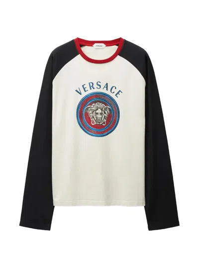 Versace Regular-fit Cotton Jersey T-shirt With Print In Neutral