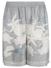 Versace Relaxed Fit Shorts With Seashell Print In Gray