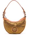 Versace Repeat Crystal-embellished Shoulder Bag In Orange