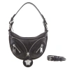 Versace Repeat Mini Black Hobo Bag In Black