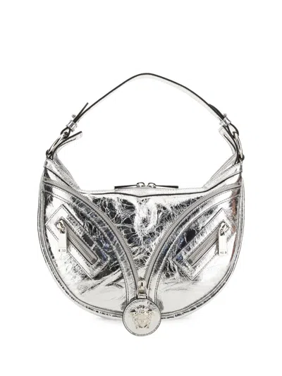 Versace Repeat Small Hobo Bag In Silver