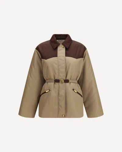 Versace Responsible Jacket In Nylon Twill In Beige