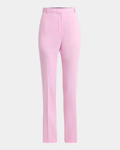 Versace Responsible Viscose-silk Malfile Straight-leg Pants In Pastel Pink