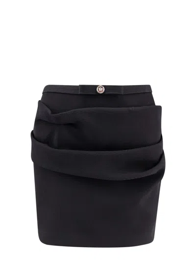 VERSACE RESPONSIBLE WOOL MINI SKIRT WITH MEDUSA DETAIL