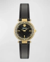 VERSACE REVE IP YELLOW GOLD LEATHER STRAP WATCH, 35MM