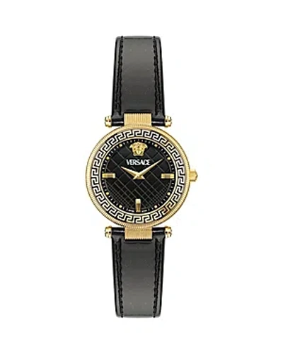 Versace Women's Swiss Black Leather Strap Watch 35mm In Gold