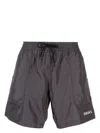 Versace Wendbare Badeshorts Mit Barocco-print In Grey