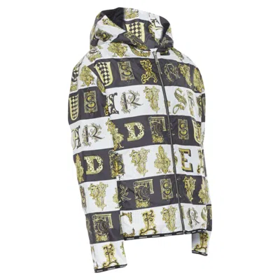 Versace Reversible Baroque Alphabet Quilted Jacket In Multi