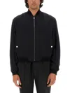 Versace Ribbed Cuffs Jacket Front Pockets Hem In Black