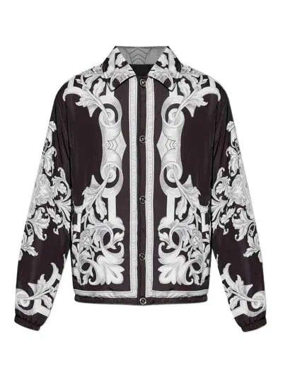VERSACE REVERSIBLE BLACK JACKET WITH BAROQUE PRINT
