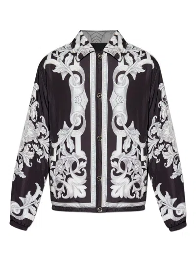 VERSACE Reversible black jacket with Baroque print VERSACE