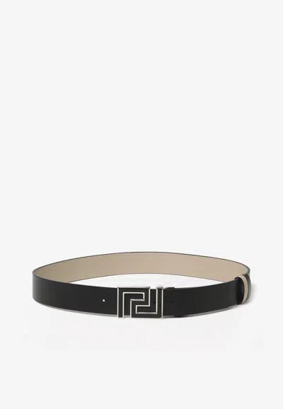 Versace Reversible Greca Leather Belt In Multicolor