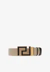 Versace Reversible Greca Leather Belt In Multicolor