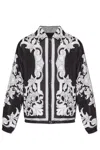 Versace Printed Drawstring Hem Jacket In Multi