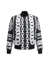 Versace Medusa Chains Reversible Bomber Jacket In Black+silver