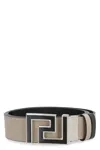 Versace Reversible Greca Leather Belt In Sand
