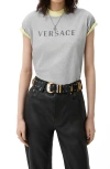 Versace Logo-print Layered-effect T-shirt In Gray