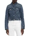 Versace Shimmering-appliques Denim Jacket In Medium Blue