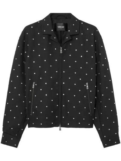 Versace Rhinestone-embellished Jacket In Black