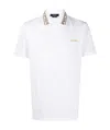 Versace Rhinestone-embellished Logo Polo Shirt In White