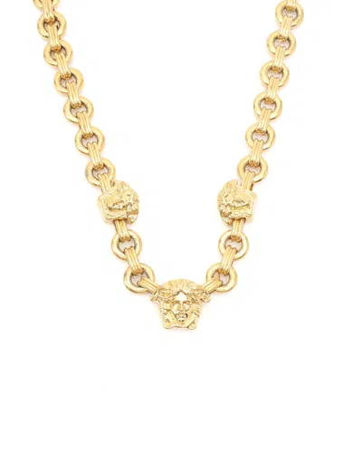 Versace Rhinestone Medusa Necklace In Gold
