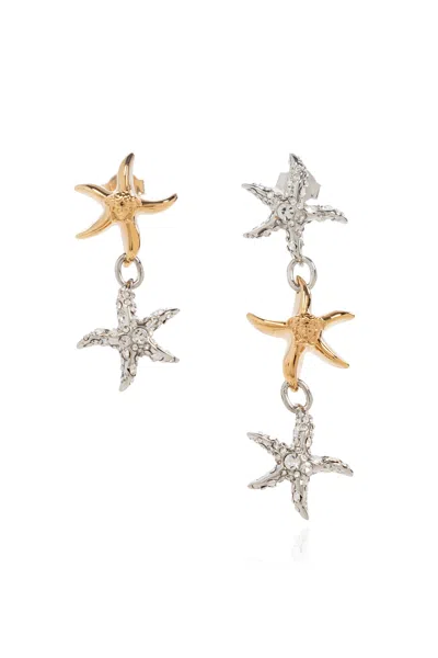 Versace Rhinestone Starfish Earrings In Yellow