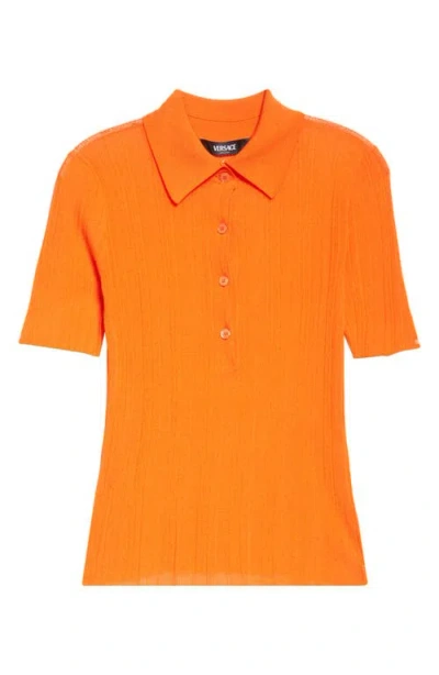 Versace Rib Polo In Papaya