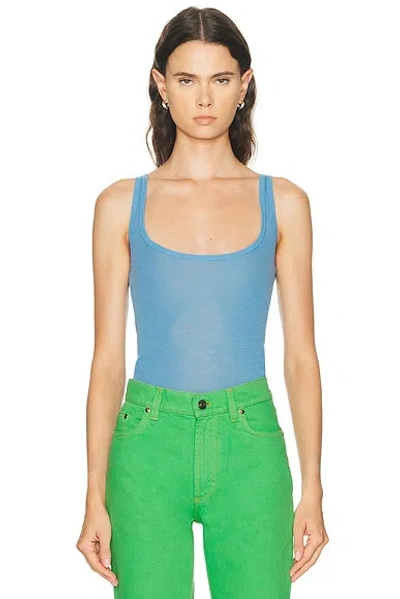 Versace Ribbed Medusa Embroidery Tank Top Sky In Blue