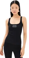 Versace Rib Tank Top With Embroidery Patch Black