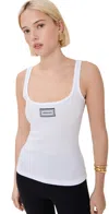 Versace Rib Tank Top With Embroidery Patch White In White