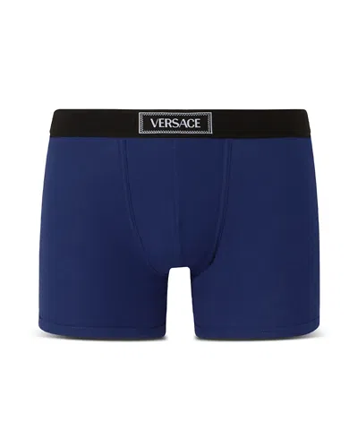 Versace Ribbed Boxer Briefs In Ink Blue